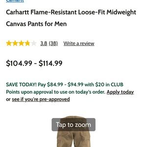 Carhartt Men's Flame-Resistant Canvas Cargo Pants - Tan
